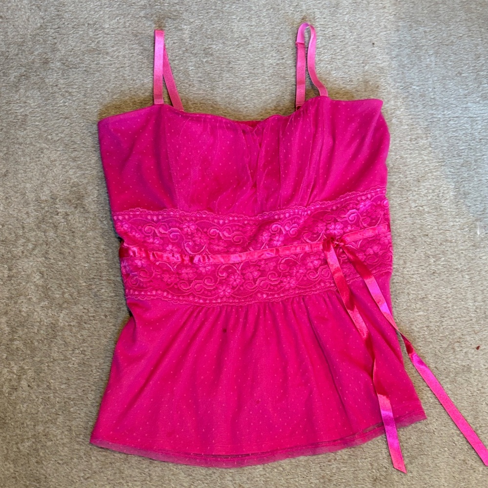 NWOT Torrid net lace sleeveless top beautiful pink 2